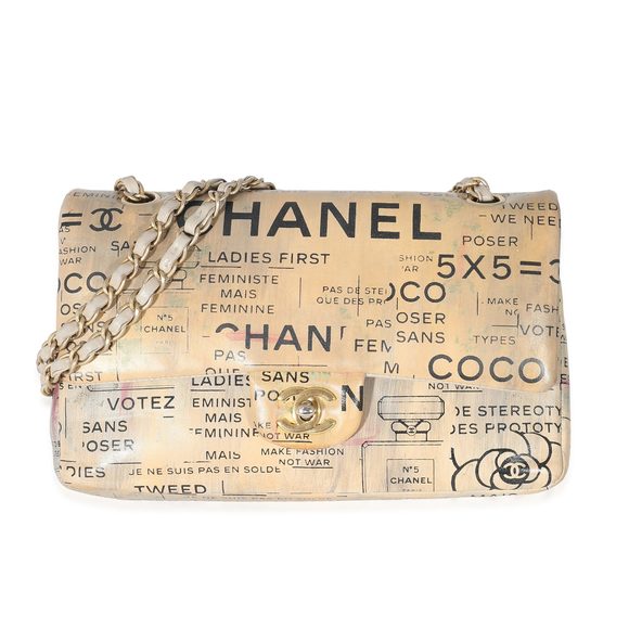 Chanel Limited Edition Graffiti Newspaper Print Medium Double Flap Bag - Picture 1 of 6